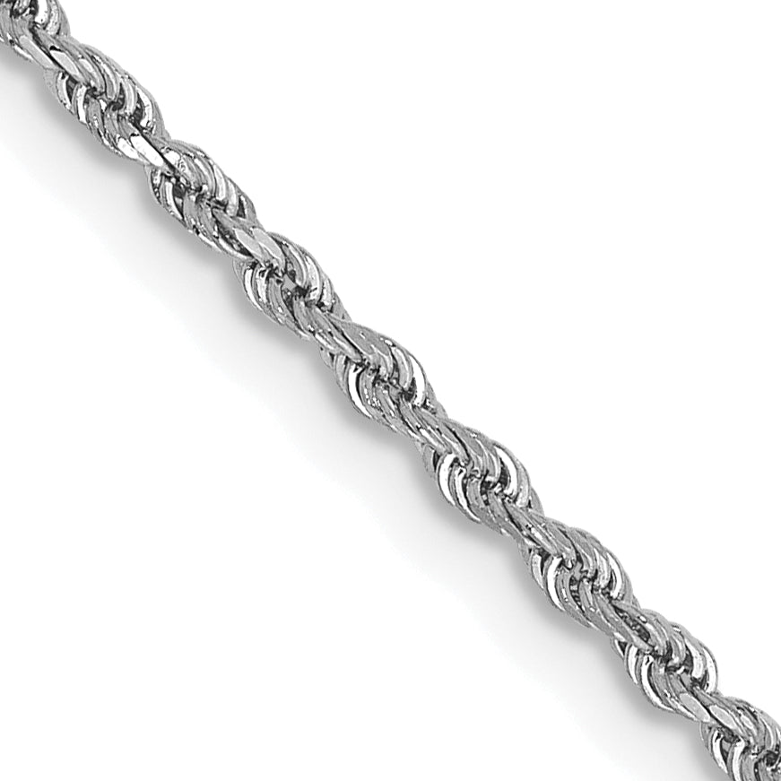 10K White Gold 1.5mm Rope Chain Necklace - 30 in