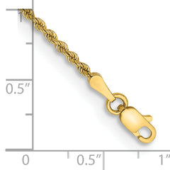 14K 9 inch 2mm Regular Rope with Lobster Clasp Anklet