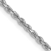 14K White Gold 30 inch 1.75mm Diamond-cut Rope with Lobster Clasp Chain