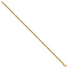 14K 9 inch 2.25mm Diamond-cut Rope with Lobster Clasp Anklet