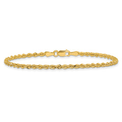 14K 10 inch 2.25mm Diamond-cut Rope with Lobster Clasp Anklet