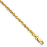 14K 9 inch 2.25mm Diamond-cut Rope with Lobster Clasp Anklet
