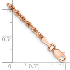 14K Rose Gold 8 inch 2.25mm Diamond-cut Rope with Lobster Clasp Chain