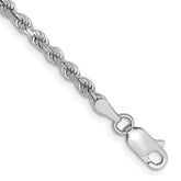 10K White Gold 2.75mm Rope Chain - 8 in