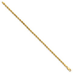 14K 9 inch 3mm Diamond-cut Rope with Lobster Clasp Chain