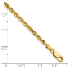 14K 9 inch 3mm Diamond-cut Rope with Lobster Clasp Chain