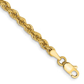 14K 9 inch 3mm Regular Rope with Lobster Clasp Chain