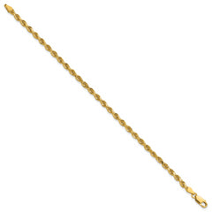 14K 9 inch 3.25mm Diamond-cut Rope with Lobster Clasp Chain