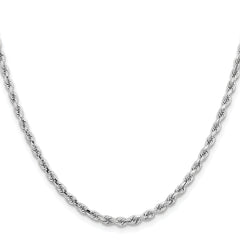10k White Gold 3.25mm Diamond-cut Rope Chain