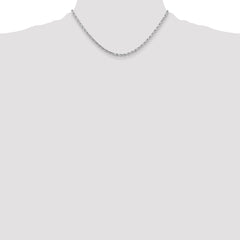 10k White Gold 3.25mm Diamond-cut Rope Chain