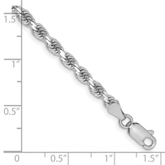 10k White Gold 3.25mm Diamond-cut Rope Chain