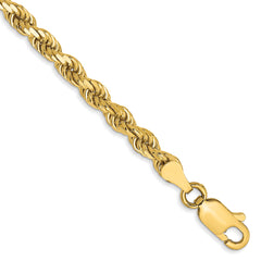 14K 8 inch 3.5mm Diamond-cut Rope with Lobster Clasp Chain