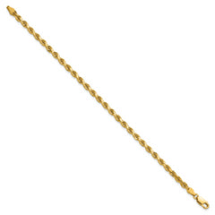 14K 9 inch 3.75mm Diamond-cut Rope with Lobster Clasp Chain