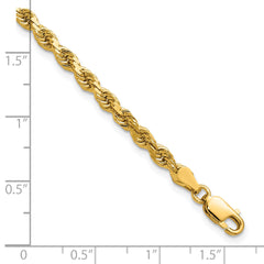 14K 9 inch 3.75mm Diamond-cut Rope with Lobster Clasp Chain