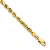 14K 8 inch 3.75mm Diamond-cut Rope with Lobster Clasp Chain