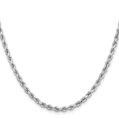 14K White Gold 30 inch 3.75mm Diamond-cut Rope with Lobster Clasp Chain