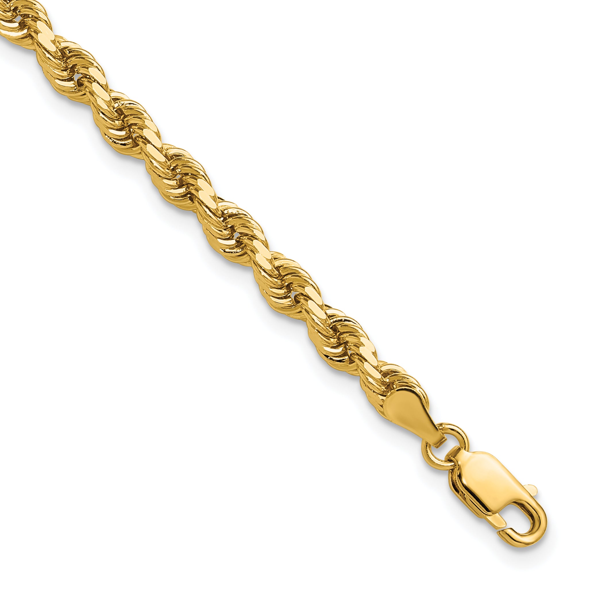 14K 8 inch 4mm Diamond-cut Rope with Lobster Clasp Chain