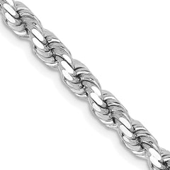 14K White Gold 30 inch 4.25mm Diamond-cut Rope with Lobster Clasp Chain