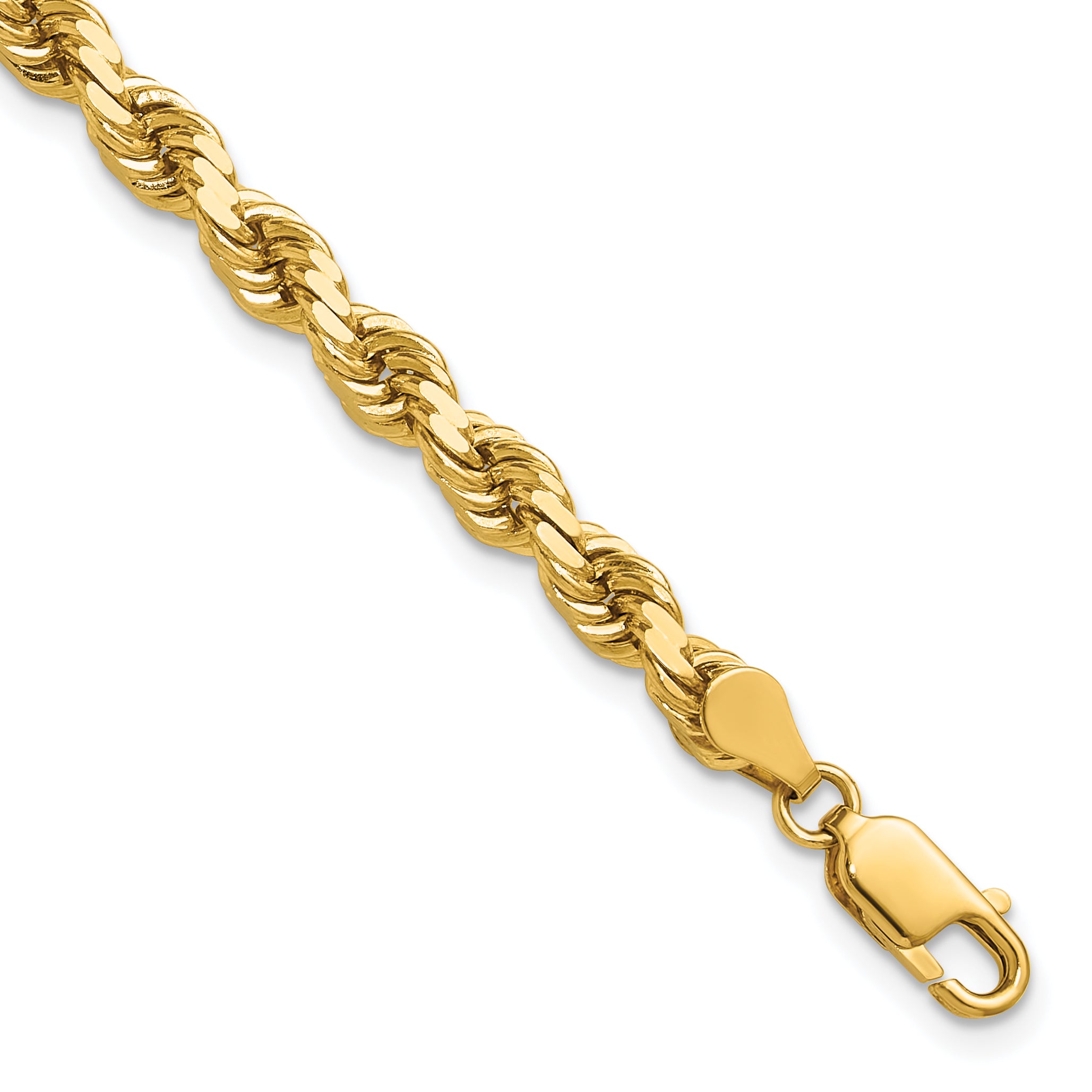 14K 9 inch 4.5mm Diamond-cut Rope with Lobster Clasp Chain
