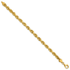 14K 9 inch 5.5mm Diamond-cut Rope with Fancy Lobster Clasp Chain
