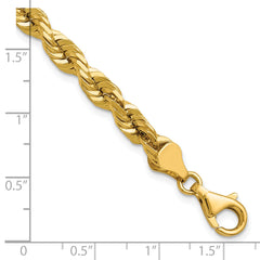 14K 9 inch 5.5mm Diamond-cut Rope with Fancy Lobster Clasp Chain