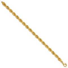 14K 9 inch 6.5mm Diamond-cut Rope with Fancy Lobster Clasp Chain