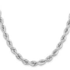 14k WG 6.5mm D/C Rope with Fancy Lobster Clasp Chain