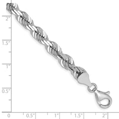 14k WG 6.5mm D/C Rope with Fancy Lobster Clasp Chain