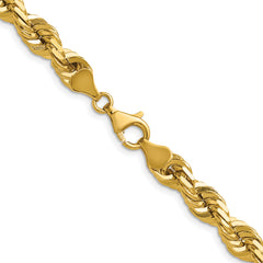 14K 24 inch 7mm Diamond-cut Rope with Fancy Lobster Clasp Chain