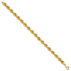 14K 9 inch 7mm Diamond-cut Rope with Fancy Lobster Clasp Chain