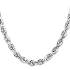 14k WG 7mm D/C Rope with Fancy Lobster Clasp Chain