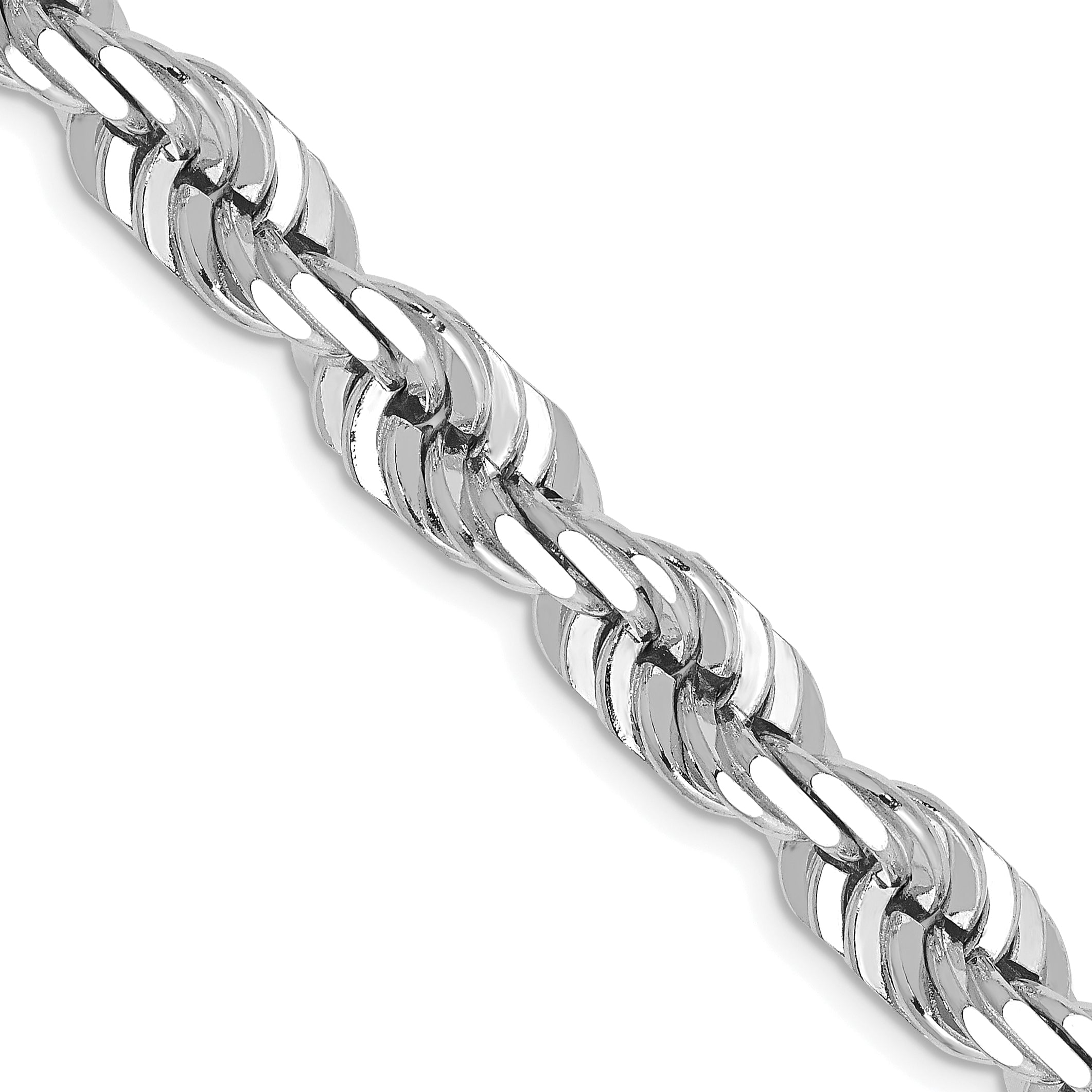 14k WG 7mm D/C Rope with Fancy Lobster Clasp Chain