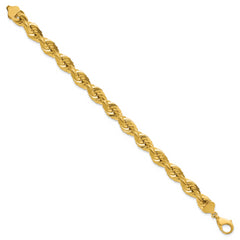 14K 9 inch 10mm Diamond-cut Rope with Fancy Lobster Clasp Chain