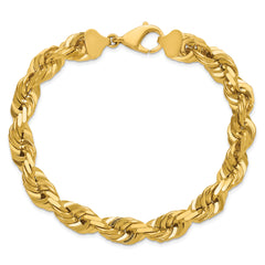 14K 9 inch 10mm Diamond-cut Rope with Fancy Lobster Clasp Chain