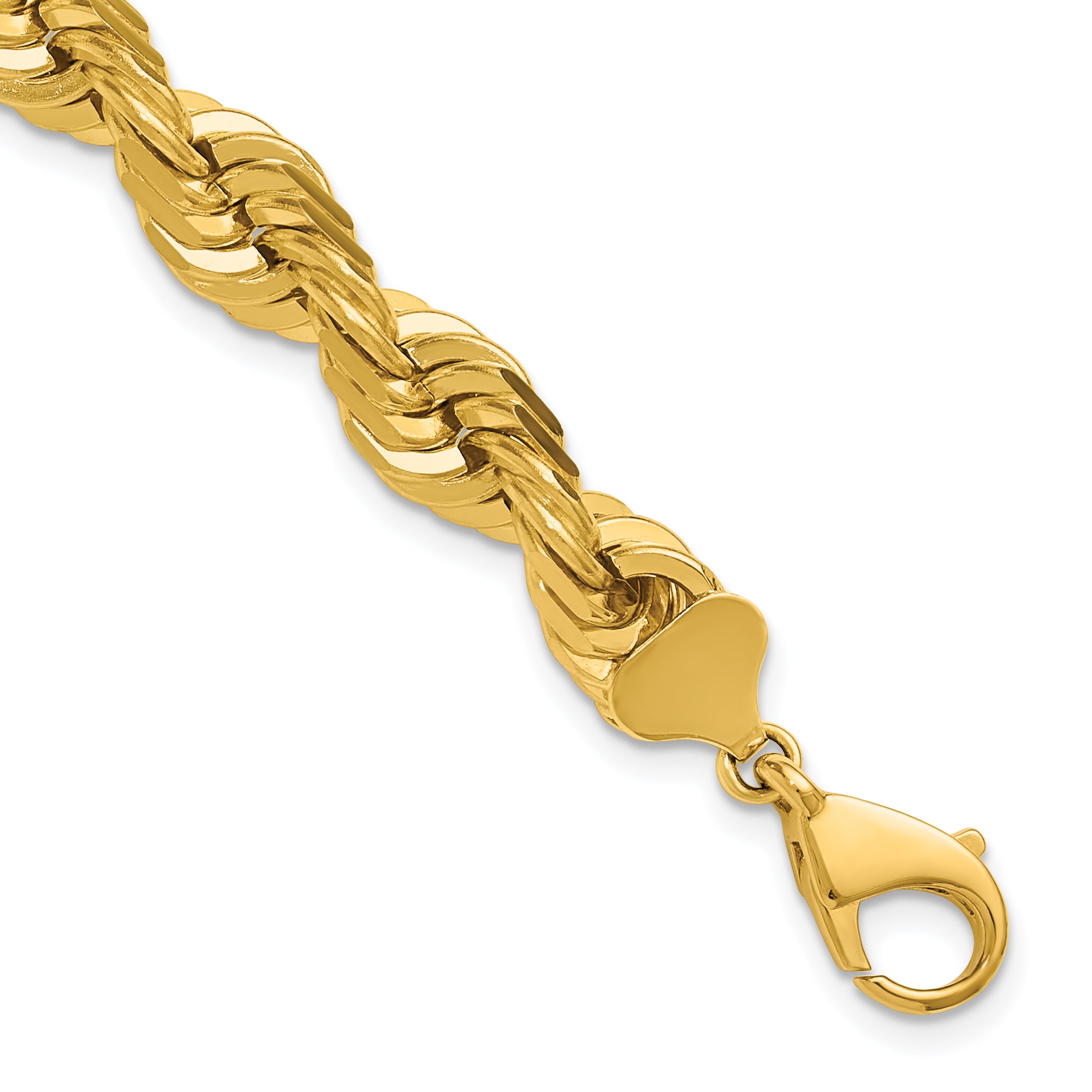 14K 9 inch 10mm Diamond-cut Rope with Fancy Lobster Clasp Chain