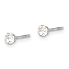 Inverness 14K White Gold 3mm Crystal Post Earrings