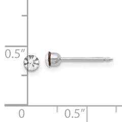Inverness 14K White Gold 3mm Crystal Post Earrings