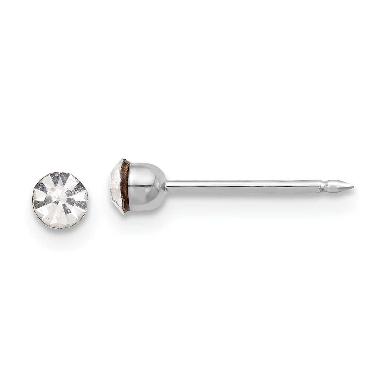 Inverness 14K White Gold 3mm Crystal Post Earrings