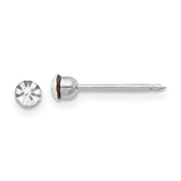 Inverness 14K White Gold 3mm Crystal Post Earrings