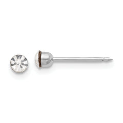 Inverness 14K White Gold 3mm Crystal Post Earrings