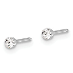 Inverness 14K White Gold Polished 2.4mm Crystal Post Earrings