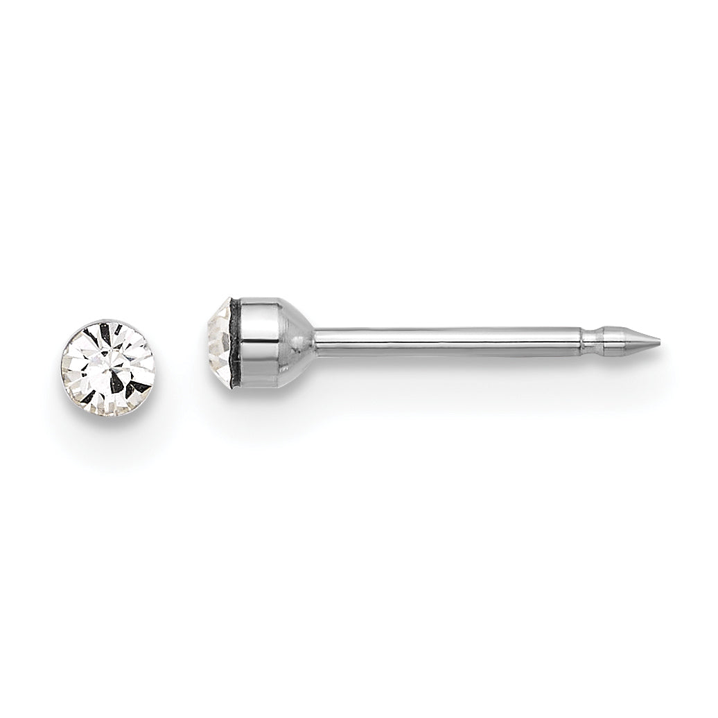 Inverness 14K White Gold Polished 2.4mm Crystal Post Earrings