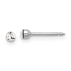 Inverness 14K White Gold Polished 2.4mm Crystal Post Earrings