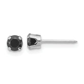 Inverness 14k White Gold Polished 4mm Black CZ Stud Post Piercing Earrings