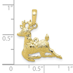 10K Polished Reindeer Pendant