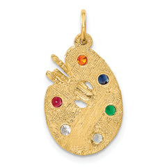 10k CZ Stones Artist Palette Charm