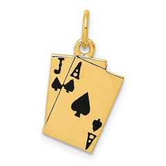 10k Enameled Blackjack Playing Cards Charm