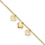10k Polished Three Heart Dangles 9 inch Plus 1 inch Extender - Total 10 inch Anklet