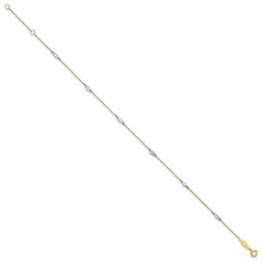 10k Two-tone Bezel-set 3.6mm CZ 6-Station 9 inch Plus 1 inch Extender - Total 10 inch Anklet