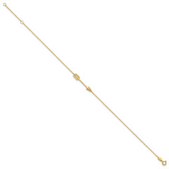 10k Polished Arrow 9 inch Plus 1 inch Extender - Total 10 inch Anklet